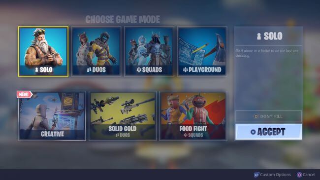 Đảm bảo chọn đúng chế độ chơi Fortnite