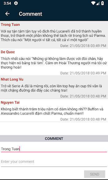 Các bình luận của người dùng