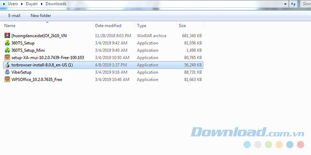 Mở file cài đặt Tor Browser