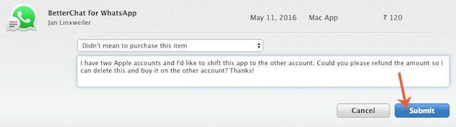 Mô tả vấn đề và nhấn Submit