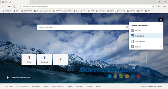 Lựa chọn layout mong muốn