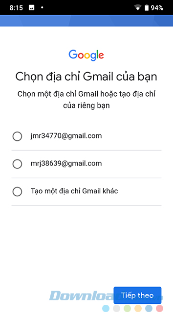 Chọn tên tài khoản