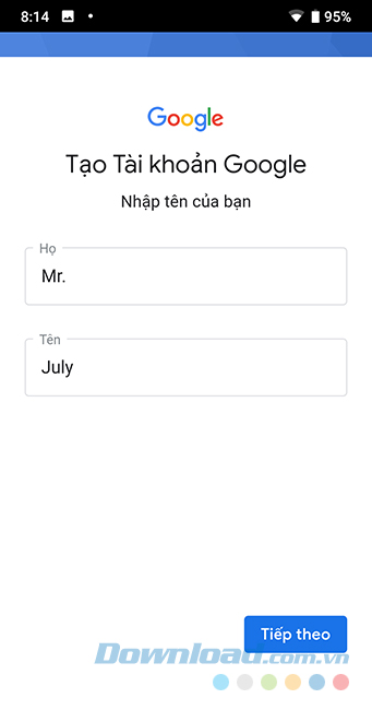 Đặt tên tài khoản