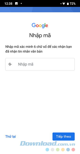 Nhập mã xác nhận