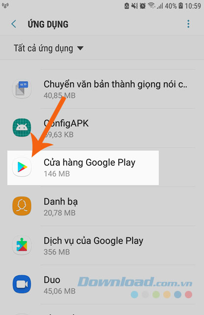 Nhấn vào Cửa hàng Google Play