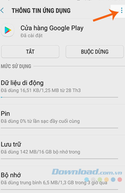 Nhấn nút 3 chấm