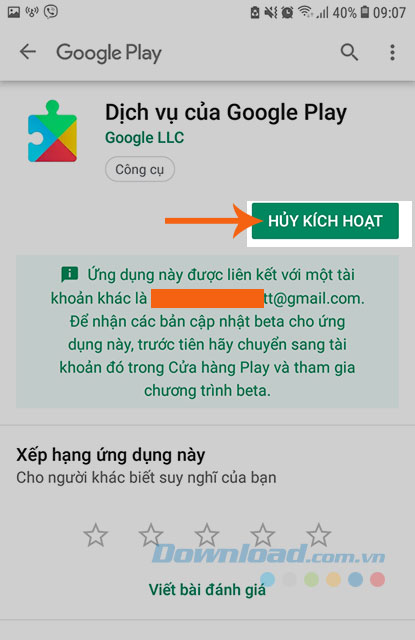 Nhấn Hủy kích hoạt