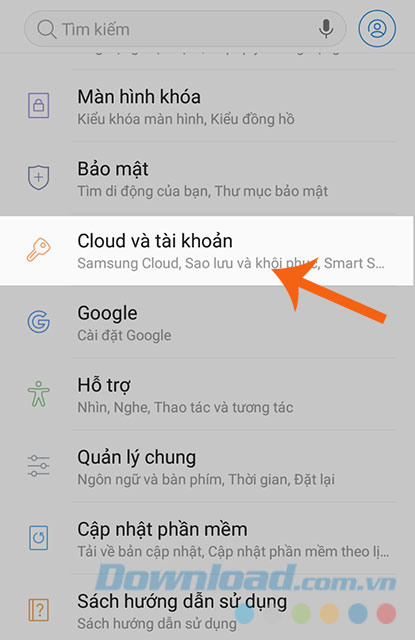 Vào Cloud và tài khoản