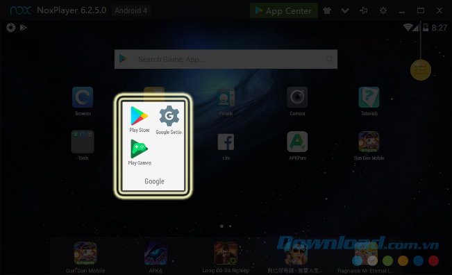 Giao diện chính của giả lập