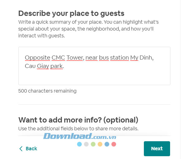 Mô tả khu vực của căn nhà cho thuê