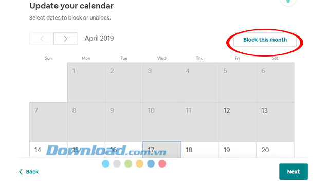 Chặn các ngày đã được đặt