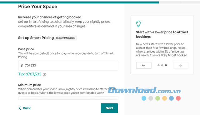 Đặt giá cho căn phòng của mình
