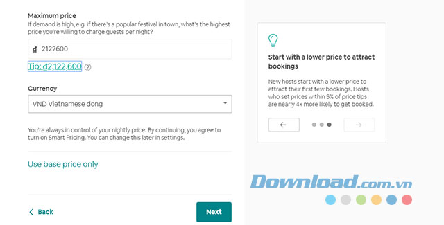 Mức giá đặt phòng của bạn trên Airbnb