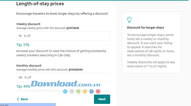 Mức giá chiếu khấu khi đặt nhiều ngày cho khách