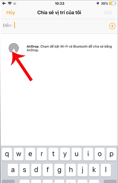 Bấm vào biểu tượng Airdrop