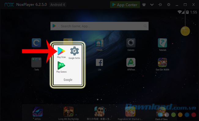 Giao diện chính giả lập