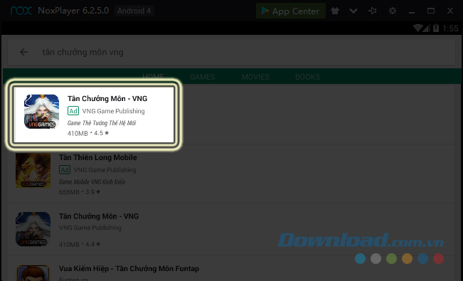 Chọn vào game cần cài đặt 