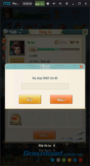 Nhập mã quà tặng 