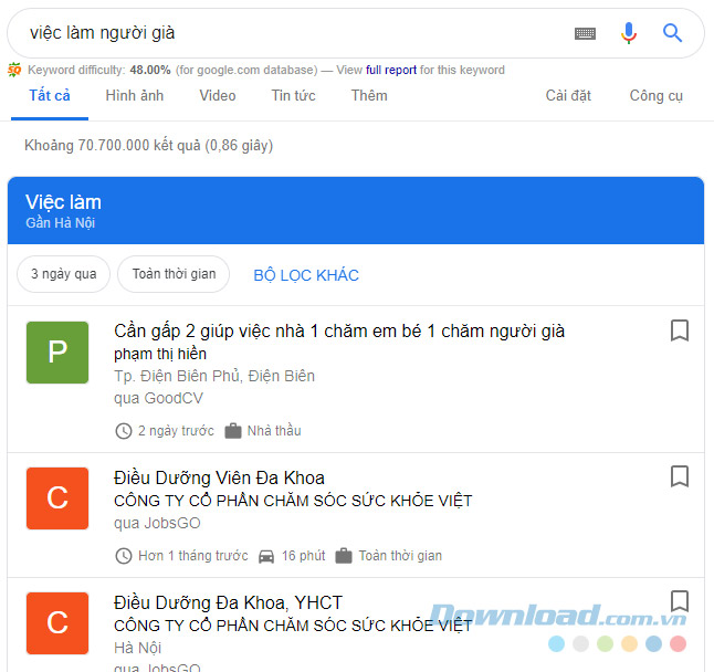 Việc làm cho người già