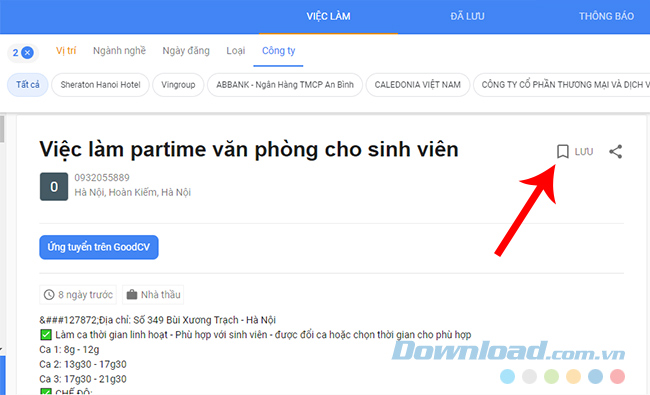 Lưu việc làm