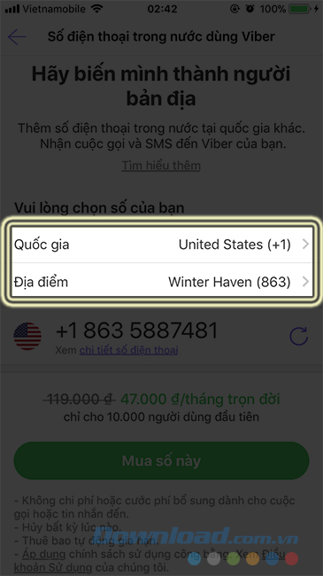 Chọn quốc gia và vùng