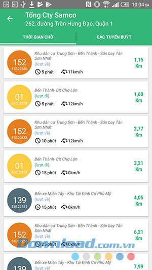 Các tuyến bus cụ thể