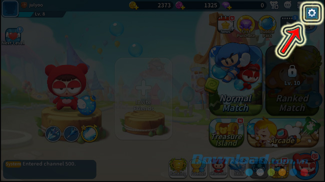 Chọn vào biểu tượng Settings