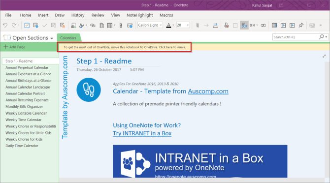 Cách cài đặt template OneNote 
