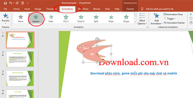 Tạo hiệu ứng cho hình vẽ đã tạo
