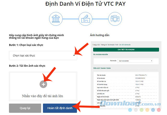Chọn hình thức và ảnh xác thực