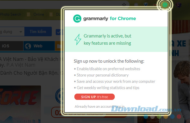 Đăng ký tài khoản Grammarly
