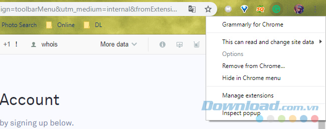 Thiết lập cho Grammarly trên Chrome