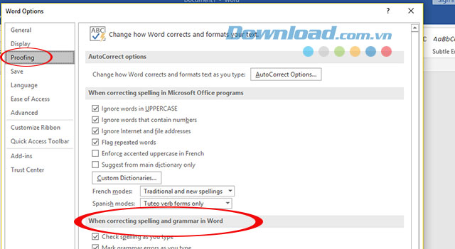 Sửa lỗi chính tả và ngữ pháp trong Word