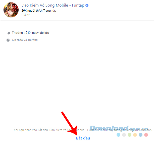 Chọn vào Bắt đầu