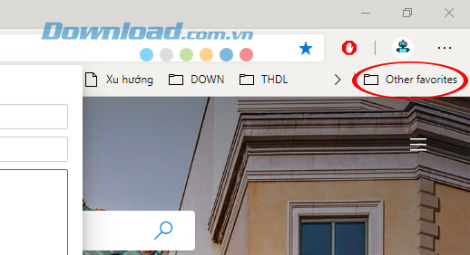 Thư mục yêu thích khác nằm riêng biệt trên Favorites bar