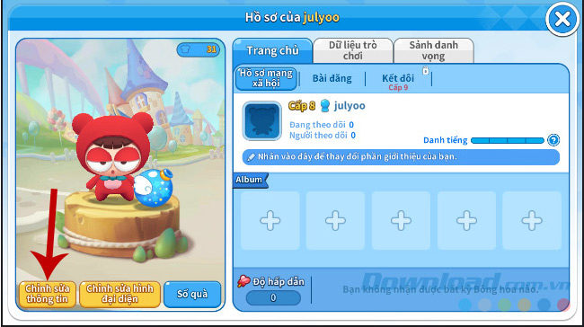 Giao diện chính của game Boom M