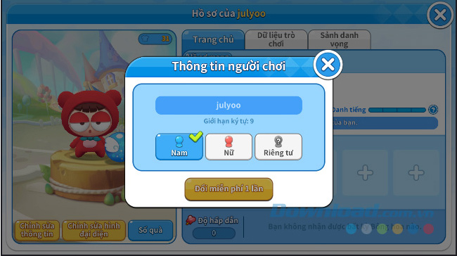 Đặt tên mới cho nhân vật