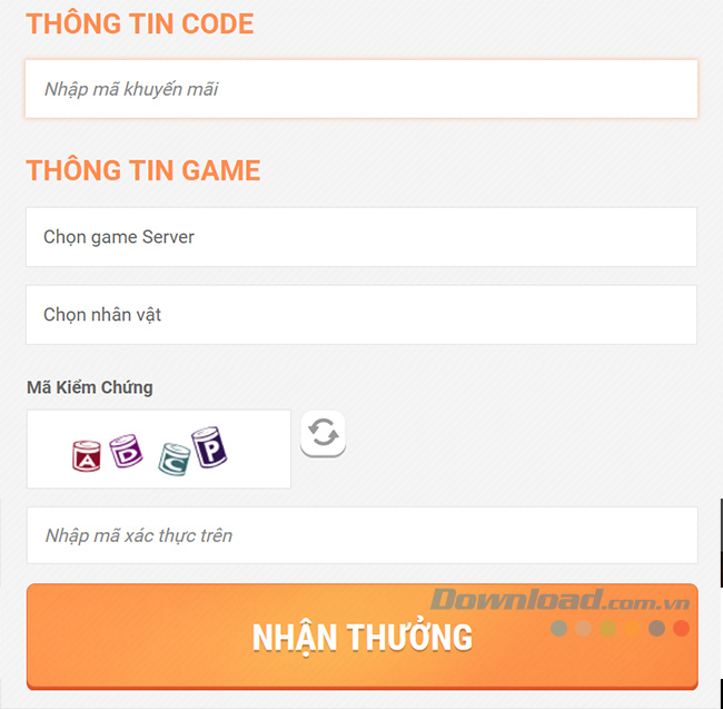 Nhập mã tân thủ 