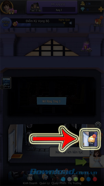 Chọn vào biểu tượng Thư