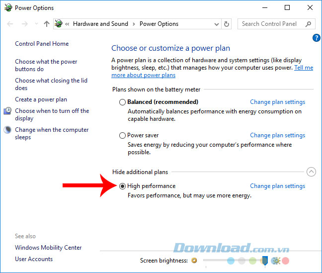 Thay đổi tuỳ chọn