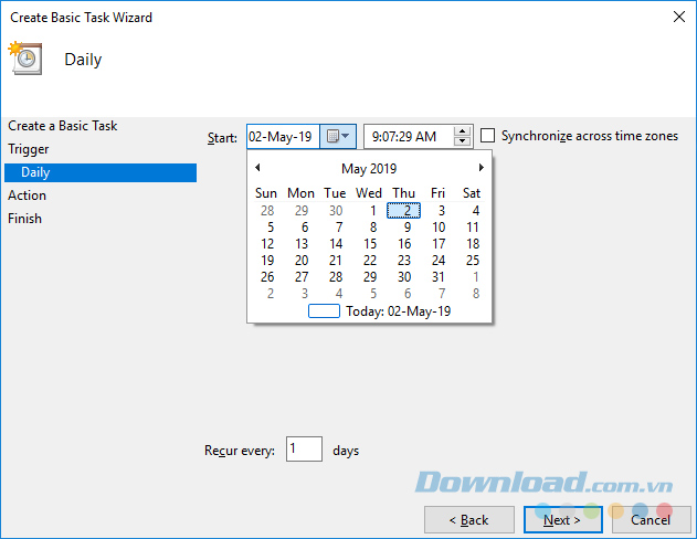 Chọn giờ kích hoạt tự động