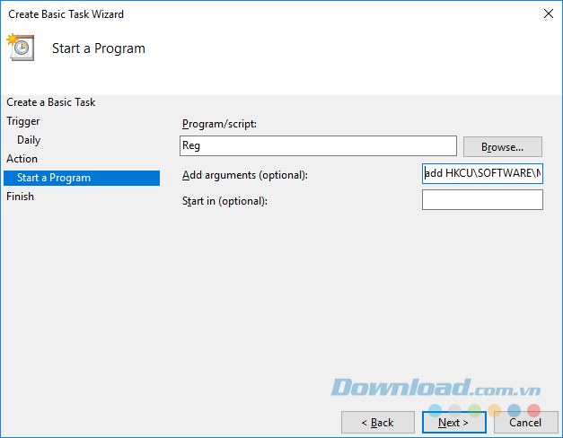 Nhập lệnh hẹn giờ 