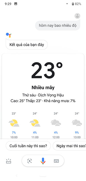 Hỏi Google về thời tiết