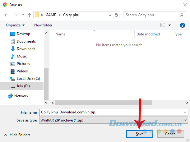 Lưu lại file cài