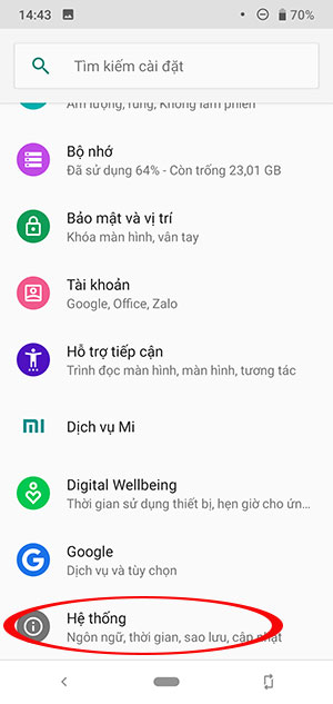 Cài đặt hệ thống