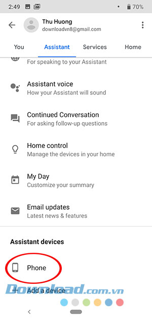 Thiết lập trên thiết bị