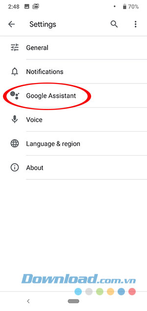 Chọn Google Assistant