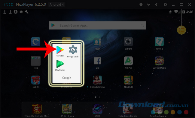Giao diện chính của giả lập Nox Player