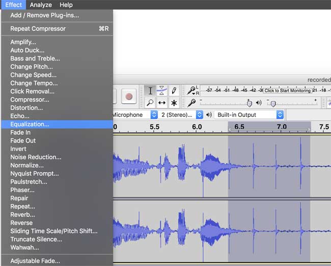 Audacity loại bỏ các âm thanh chói tai