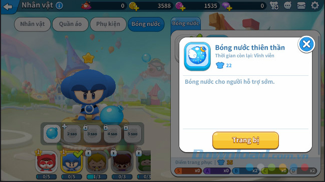 Trang bị cho nhân vật mới